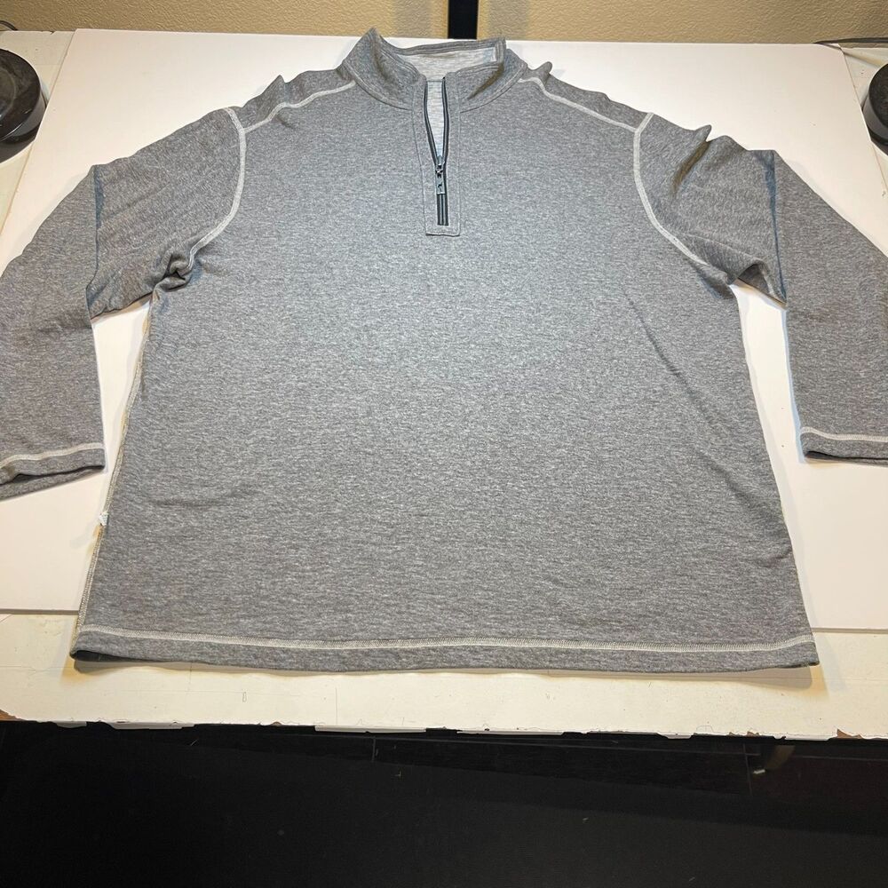 Tommy Bahama REVERSIBLE 1/4 Zip Pullover Size Mens 2XB XXL BIG Gray